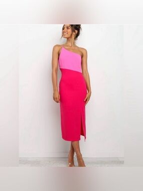 Petal and Pup Pink Colorblock Midi Dress